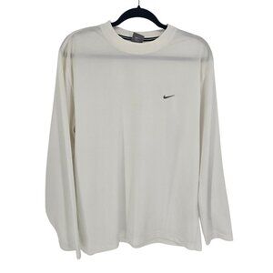 Nike mens size large white embroidered long sleeve y2k vintage mesh breathable